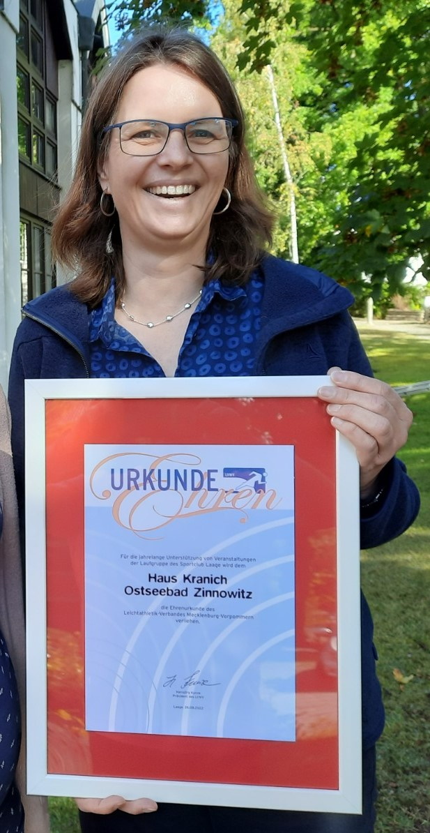 Haus Kranich vom Leichtathletik-Verband Mecklenburg-Vorpommern geehrt