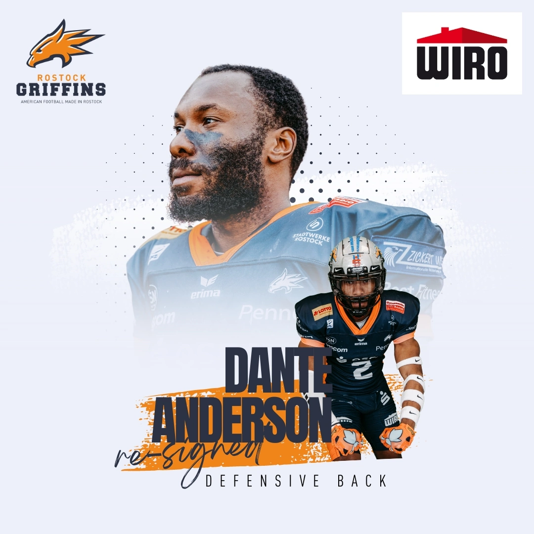 Defensive Back Dante Anderson bleibt bei den Griffins