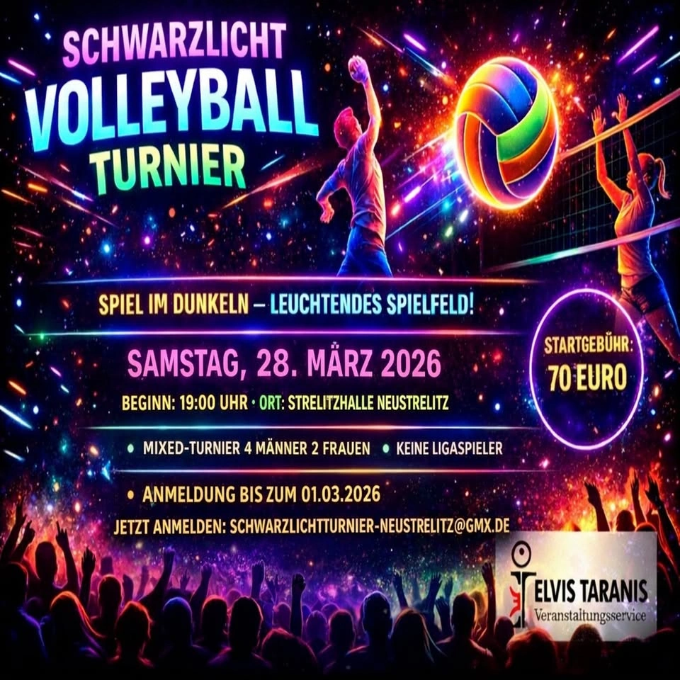 Neon, Action und Spannung – Erstes Schwarzlicht-Volleyballturnier in Neustrelitz