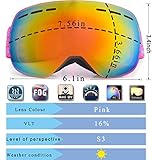 Skibrille Jugendliche- Frameless, austauschbare Double Sphärische Linse mit Anti-Kratzer und Anti-Nebel, Ski/Snowboard-Goggles für Mädchen kinder-100% UV-Schutz - 3