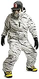 South play Mens wasserdichte weiße Camo Military Design Ski-Snowboard-Jacke Schwarze Hosen SET (Small) - 2