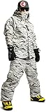 South play Mens wasserdichte weiße Camo Military Design Ski-Snowboard-Jacke Schwarze Hosen SET (Small) - 3