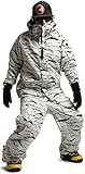 South play Mens wasserdichte weiße Camo Military Design Ski-Snowboard-Jacke Schwarze Hosen SET (Small) - 4