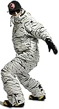 South play Mens wasserdichte weiße Camo Military Design Ski-Snowboard-Jacke Schwarze Hosen SET (Small) - 5