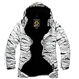 South play Mens wasserdichte weiße Camo Military Design Ski-Snowboard-Jacke Schwarze Hosen SET (Small) - 7
