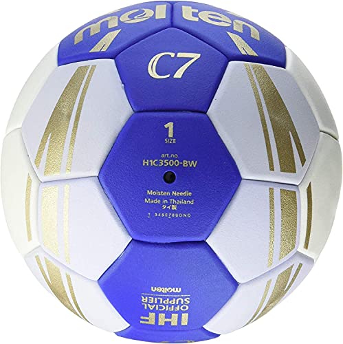 Molten Kinder H1C3500-BW Handball, Blau/Weiss/Gold, 1 - 2