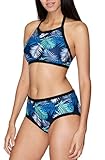 Attraco Damen Sports Bikini Blätter Print High Neck Bademode Vorgeformte Polsterung Bikini Sets Blau XL - 4