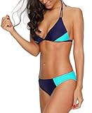 CharmLeaks Damen Sport Bikini Tankini Set Zweiteiler Bandeau Badeanzug Bandeau Kontrast Sport Tankini Mit Slips Türkis L - 4