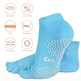 GHB 5Pcs Yoga Socken mit Gummisohlen Baumwolle Sportsocken Atmungsaktivität ideal für Yoga Pilates Tanz Fitness von Größe 36 bis 40 - 4