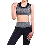 Vbiger Sport BH Yoga BH Damen Jogginghose Damen Sport Leggings Yoga Hose Trainingshose Sport Bustier ohne Bügel, Grau, M - 2