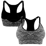 Libella 3er Pack Damen Bustier Bralette Sport BH Wohlfühl-BH Sportliche Comfort BH Gepolsterter Push up Stützfunktion Verstellbare Träger Ohne Bügel Yoga Fitness 3714 Schwarz+ Blau+Orange LXL - 2