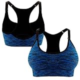 Libella 3er Pack Damen Bustier Bralette Sport BH Wohlfühl-BH Sportliche Comfort BH Gepolsterter Push up Stützfunktion Verstellbare Träger Ohne Bügel Yoga Fitness 3714 Schwarz+ Blau+Orange LXL - 5