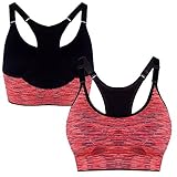 Libella 3er Pack Damen Bustier Bralette Sport BH Wohlfühl-BH Sportliche Comfort BH Gepolsterter Push up Stützfunktion Verstellbare Träger Ohne Bügel Yoga Fitness 3714 Schwarz+ Blau+Orange LXL - 7