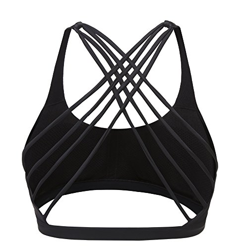 Yoga Fitness Bustier mit X-Rücken, Schwarz - 3