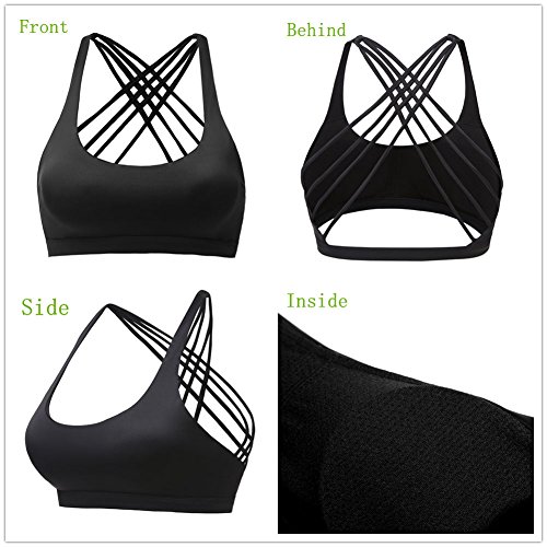 Yoga Fitness Bustier mit X-Rücken, Schwarz - 4