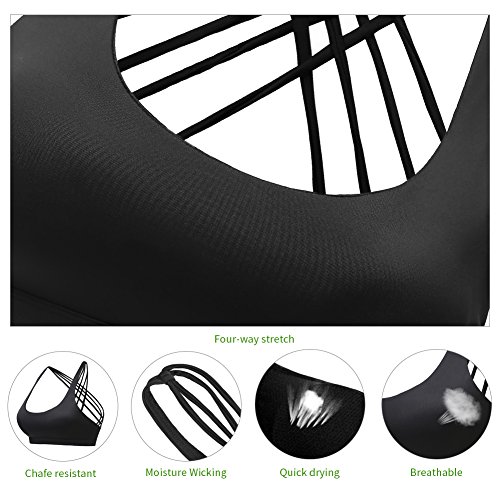Yoga Fitness Bustier mit X-Rücken, Schwarz - 5