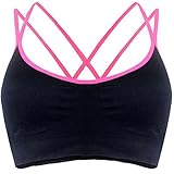 Libella 3er Pack Damen Sport-BH Bustier Soft Spaghetti Schulterträger Überkreuzte Träger Gepolsterte Cups entfernbar Ohne Bügel 3749 Schwarz +Grau+Pink Gr. L/XL - 2