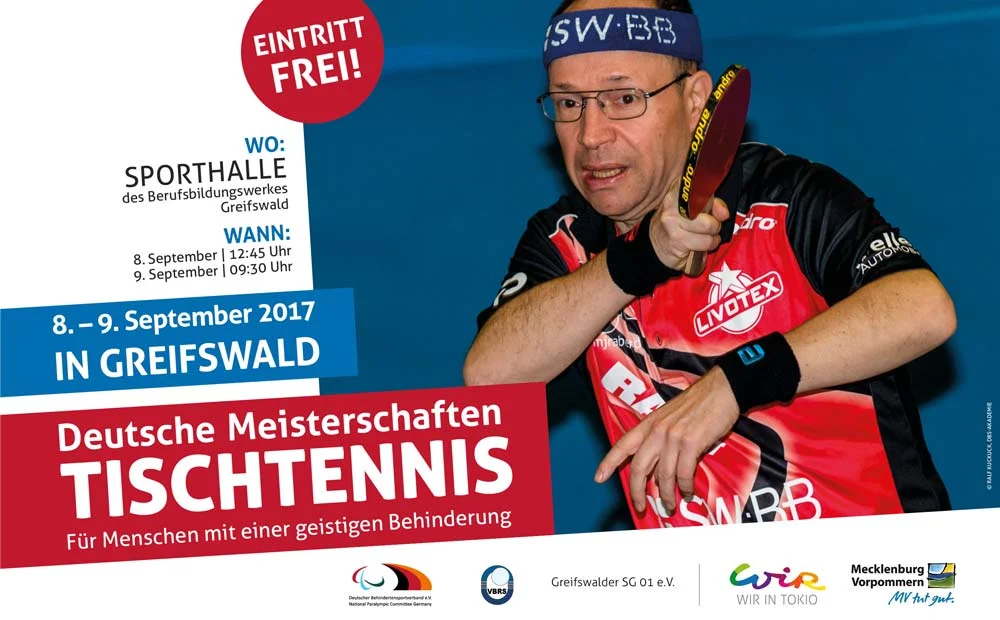 Deutsche Meisterschaften im Tischtennis vom 8.-9. September 2017 in Greifswald