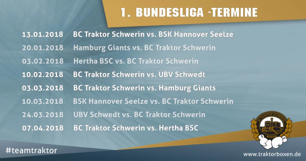 BL-Termin (GRAFIK: ©️ Boxclub TRAKTOR Schwerin)
