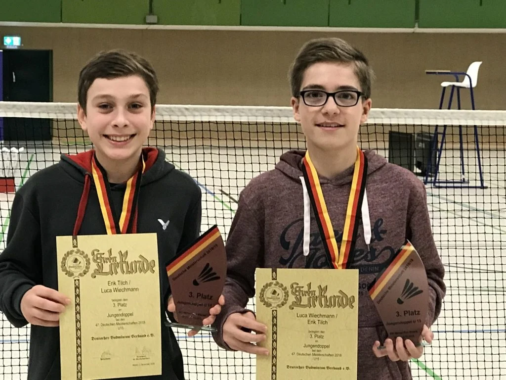 Luca Wiechmann (BSC 95 Schwerin, im Bild rechts) und Erik Tilch (Vfl Lohbrügge) holten Bronze bei der Deutschen Jugendmeisterschaft in der AK U15. (Foto: BSC 95 Schwerin)