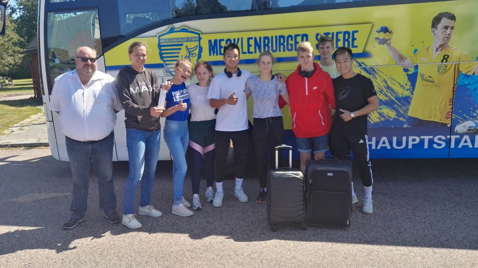 Auf dem Weg zu den XI. Baltic Sea Youth Games 2019 : Die Abfahrt der Ringer aus Schwerin (Foto: Alexander Goltz)