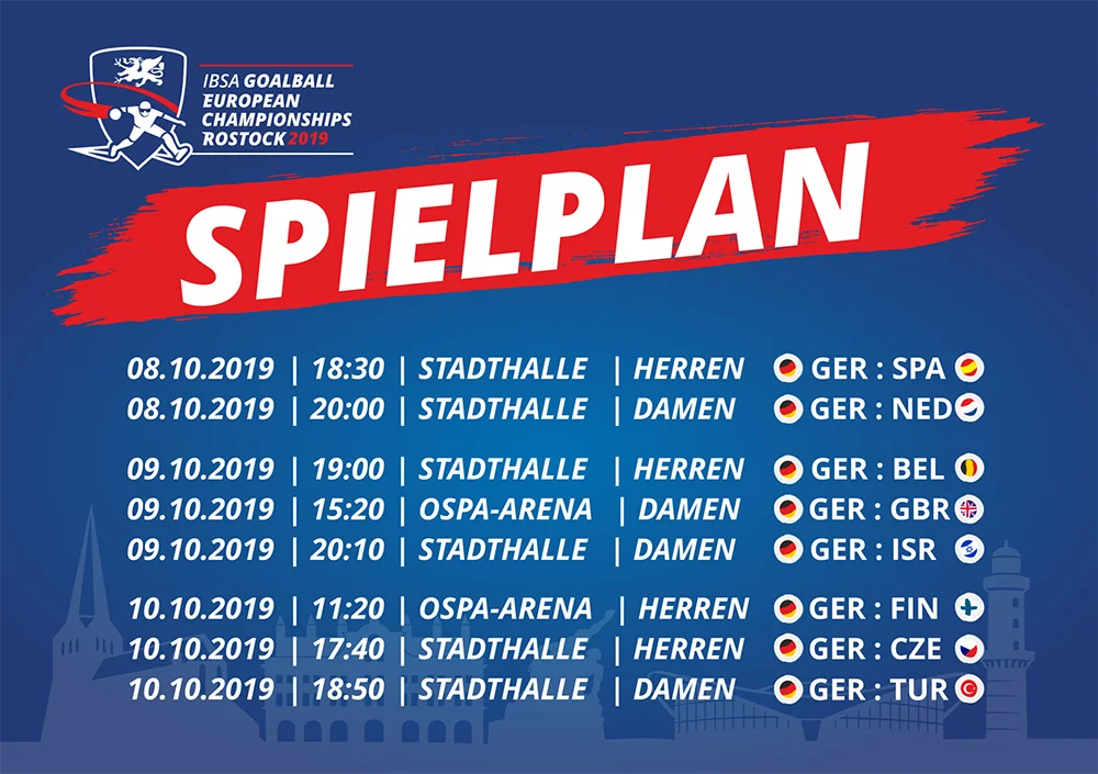 Spielplan der IBSA Goalball European Championship Rostock 2019