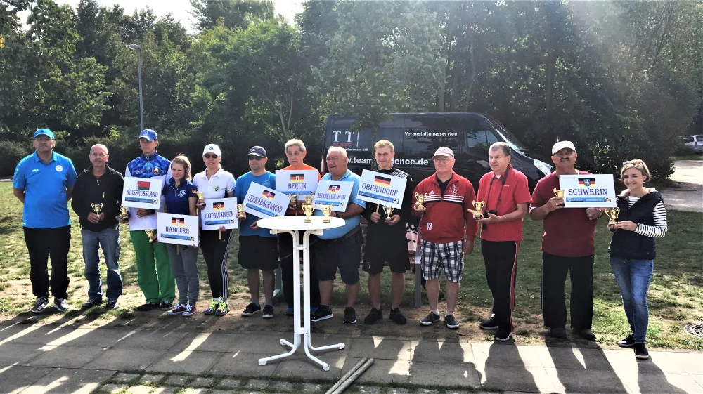 Stand im Zeichen des 13-jährigen Bestehens des Schweriners Gorodki-Parks: Der Schweriner Pokal 2019. Foto: NTS Schwerin Stand im Zeichen des 13-jährigen Bestehens des Schweriners Gorodki-Parks: Der Schweriner Pokal 2019