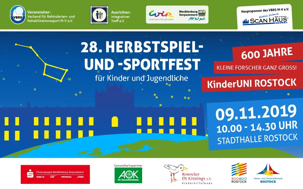 © VBRS 28. Herbstspiel- und -sportfest für Kinder und Jugendliche in der Rostocker StadtHalle | Motto „600 Jahre KinderUni Rostock – Kleine FORSCHER ganz GROSS“