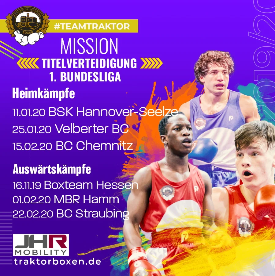 Foto: ©️ Boxclub TRAKTOR Schwerin Bundesliga-Auftakt im November auswärts beim Boxteam Hessen / Erster Heimkampf gegen Hannover-Seelze im Januar in Schwerins Palmberg-Arena