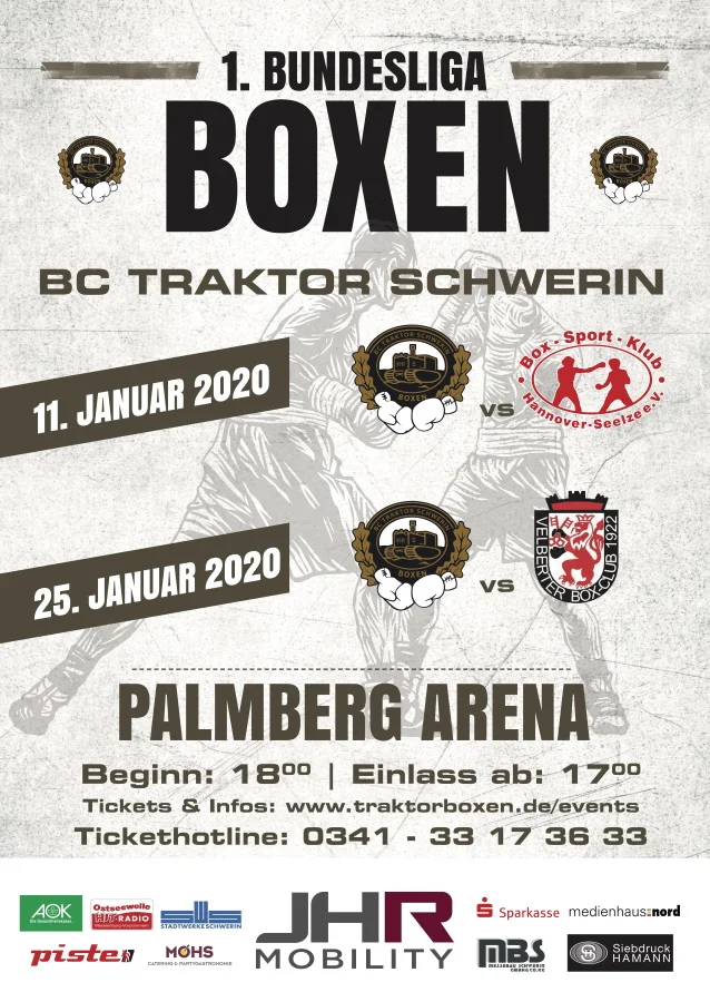 Der BC Traktor hat eine schwere Aufgabe bei Heimkampf gegen Hannover. Boxen Bundesliga | Plakat: BCT Schwerin
