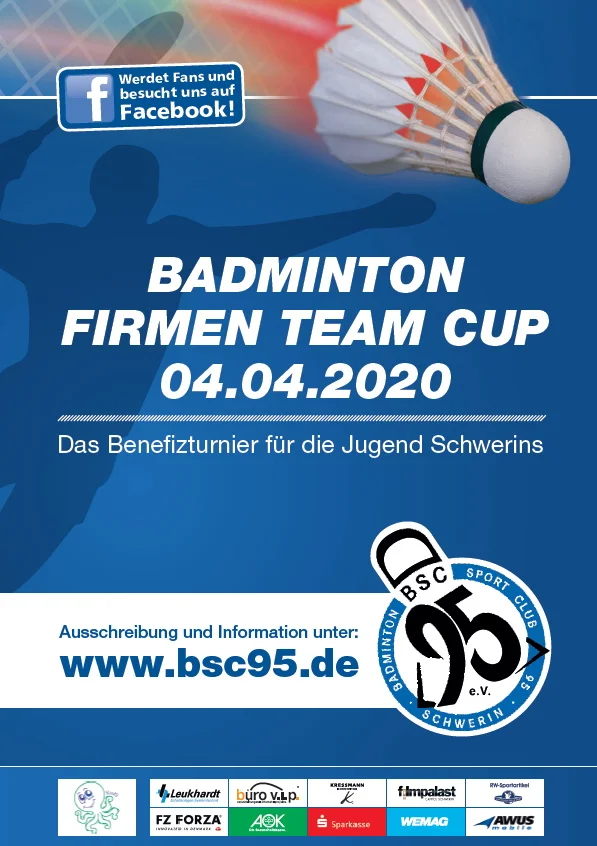 Ausschreibung Badminton Firmen Team Cup 2020 des BSC 95 Schwerin