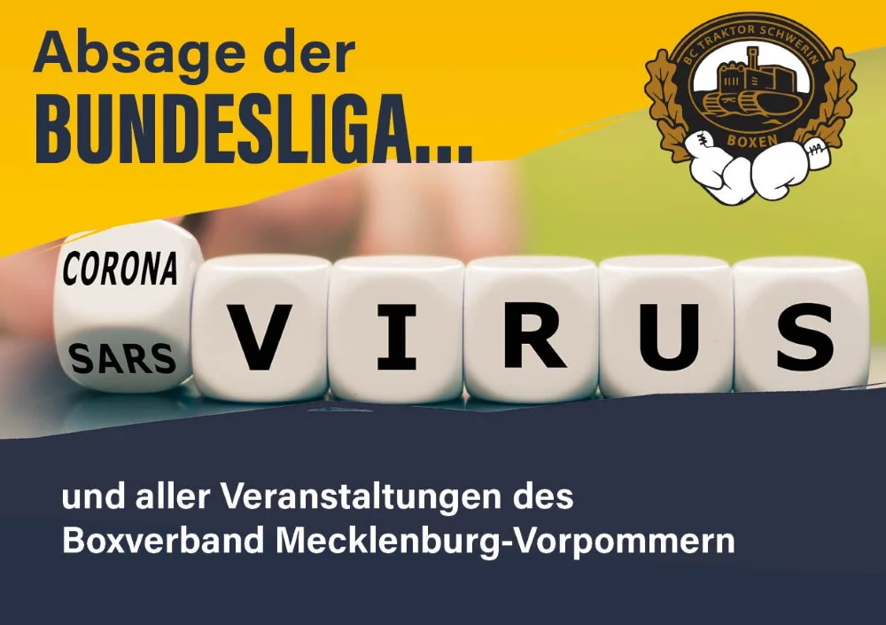 ©️ Boxclub TRAKTOR Schwerin Absage der Box-Bundesliga und aller Veranstaltungen des Boxverband Mecklenburg-Vorpommern