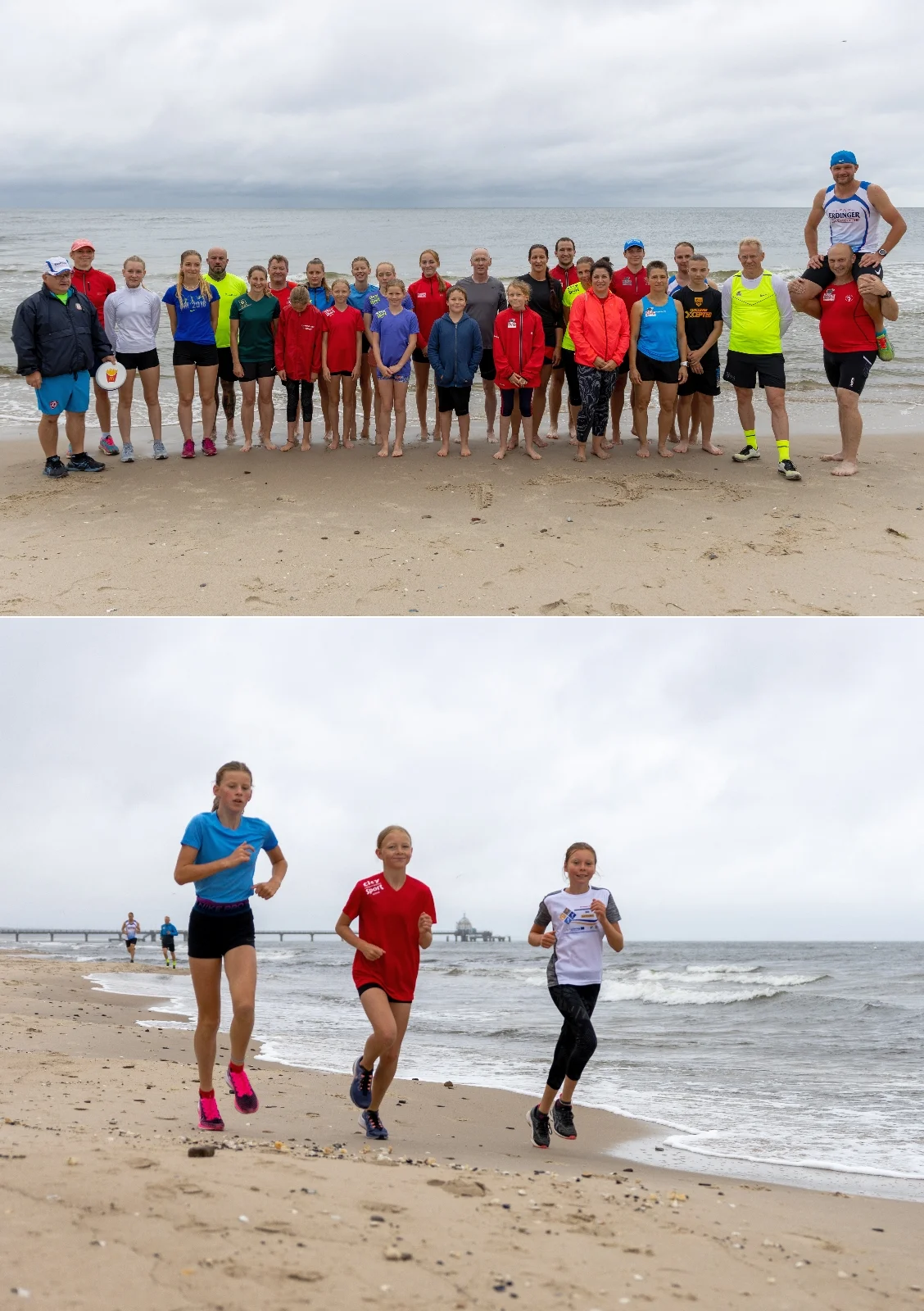 Die Fotos zeigen Laager Sportler am kalten Ostseestrand. Foto: Ralf Sawacki