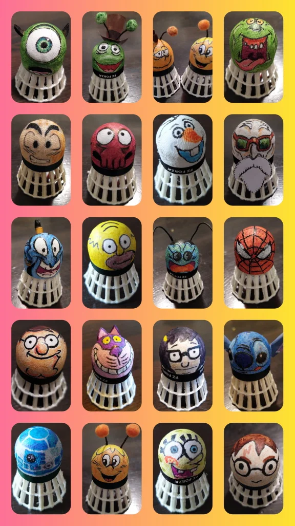 Stehen zur Versteigerung bereit: Auswahl der 70 Shuttlecock-Minies für den BSC 95 Schwerin Shuttlecock-Minies by Patrick Dettmann