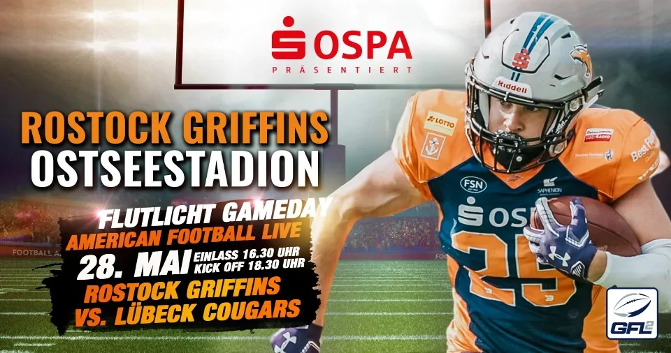 Collage: © Griffins Media Team Live im Ostseestadion Griffins gegen Lübeck Cougars