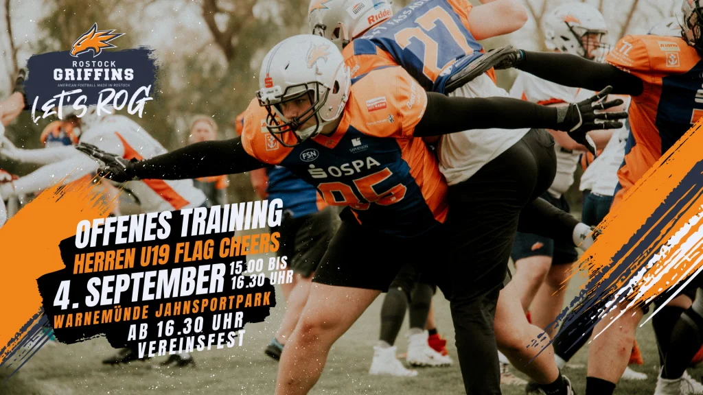 offenes Training und Vereinsfest bei den Rostock Griffins | Plakat