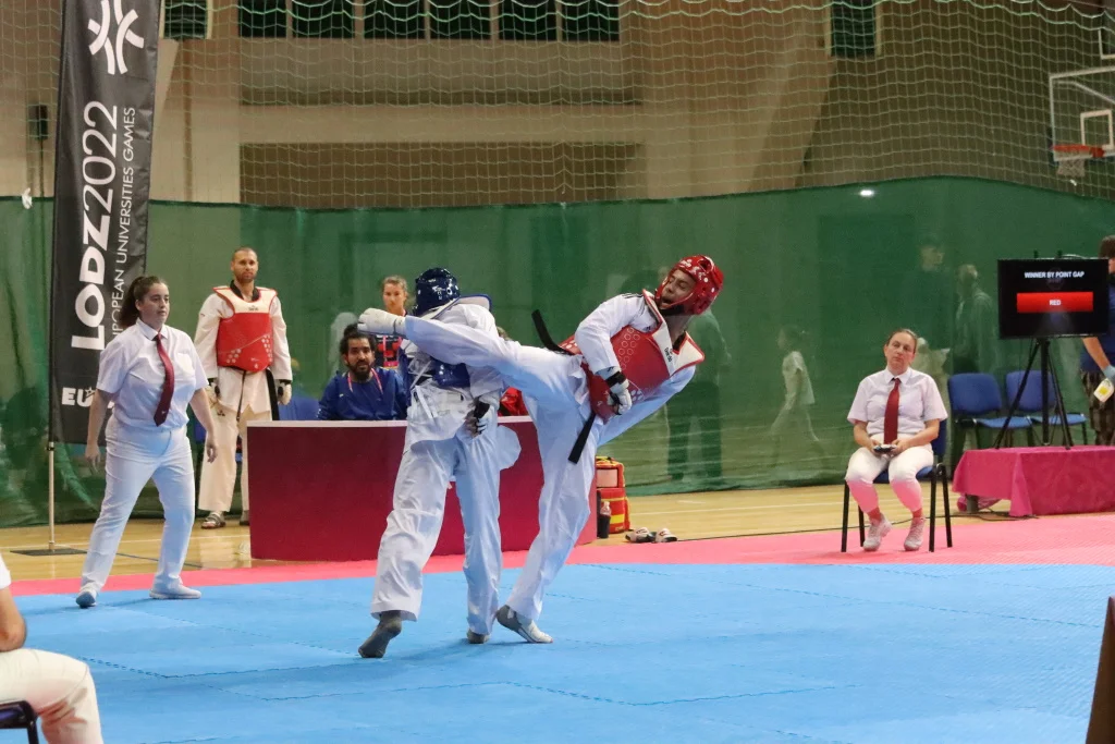 Youssef Mkaddem von der TU Darmstadt erkämpfte sich Bronze. (Foto: adh) Taekwondo bei den European Universities Games (EUG) in Lodz