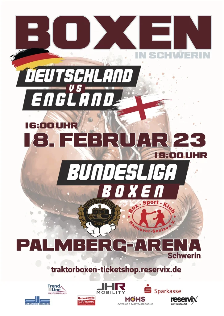 Doppelte Box-Gala in Schwerin: Länderkampf und Bundesliga | Plakat BC Traktor Schwerin
