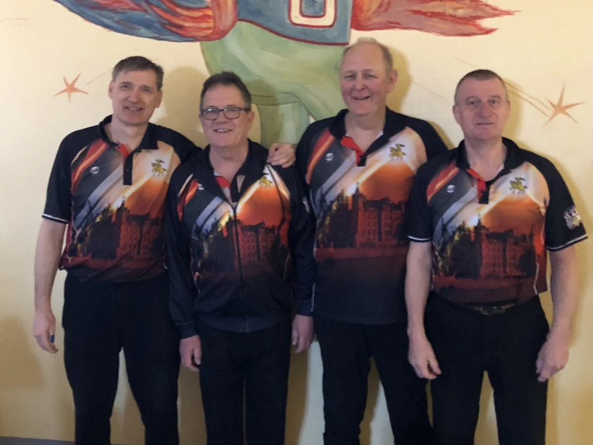 Die älteren Herren (Senioren A 1) in Stralsund: Dirk Steffen, Kapitän Thomas Rauth, Mario Seemann und Heiko Hacker. (v.l.n.r.) | Foto: Andreas Berndt