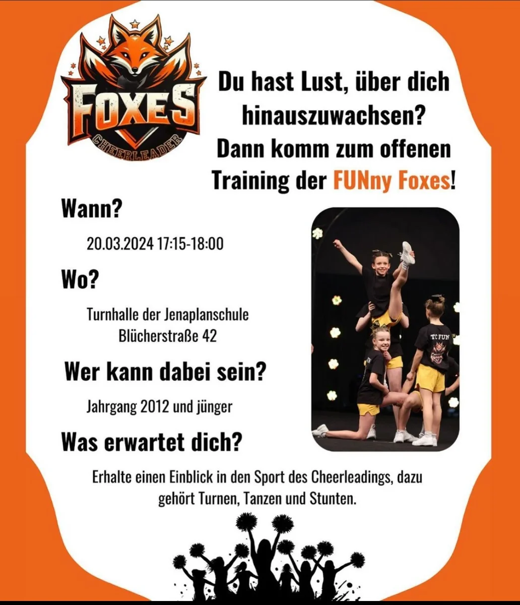 Poster zum offenen Training der FUNny Foxes