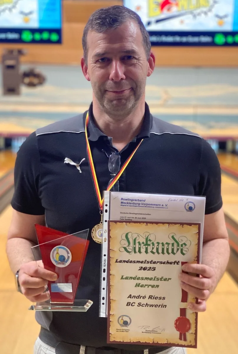 Neuer Landesmeister in ist Andrè Riess vom BC Schwerin. (Foto: Florentine Burmeister)