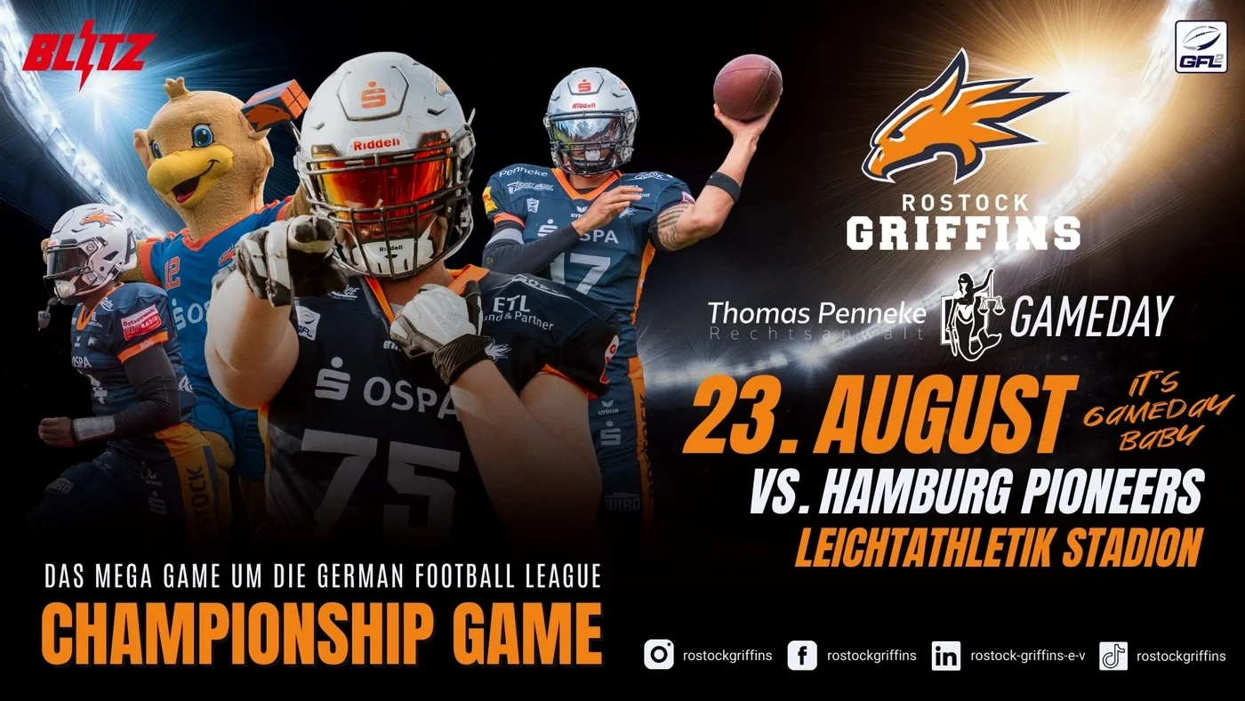 Griffins und die Hamburg Pioneers im Showdown zur GFL 2 Nordmeisterschaft