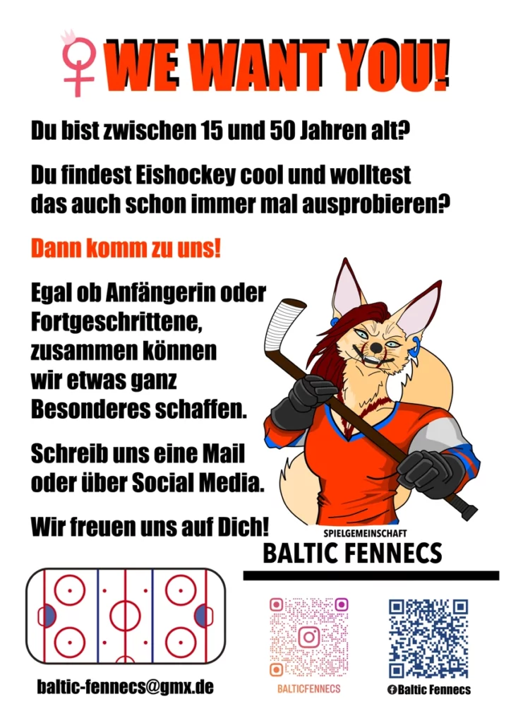 Plakat "We Want You" der Spielgemeinschaft Baltic Fennecs