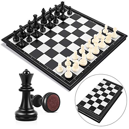 Peradix Schachspiel Magnetischem Einklappbar Schachbrett Schach für Kinder ab 6 Jahre (Schwarz und Weiß-25*25cm)