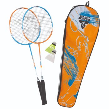 Badminton Set mit 2 Schlägern und 2 Kunststoff-Federbällen