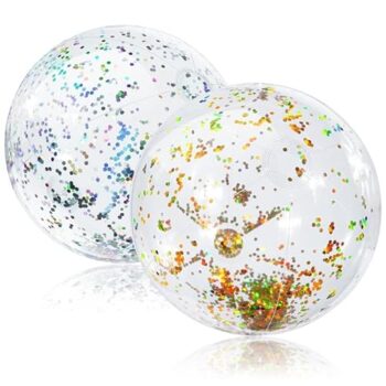 flintronic Aufblasbare Glitter Wasserblle, Strandball in 38cm Durchmesser, 2 Stck Beachball, Schwimmbad Party Ball fr Sommeraktivitten im Freien, Wasserspiele, Schwimmbad-Strandparty