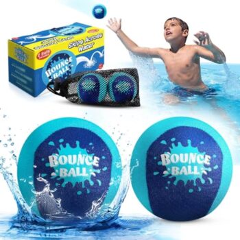 KmmiFF Wasser Sprungball, 2er-Pack Bounce Balls als Outdoor Games am Strand, See and Pool fr Kinder 5-12 Jahre