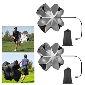 Mioke Widerstand Sprintfallschirm Laufschirm Geschwindigkeits Fallschirm,2PACK 56" Zoll Sprint Fitness Leistung Lauftraining (Schwarz)