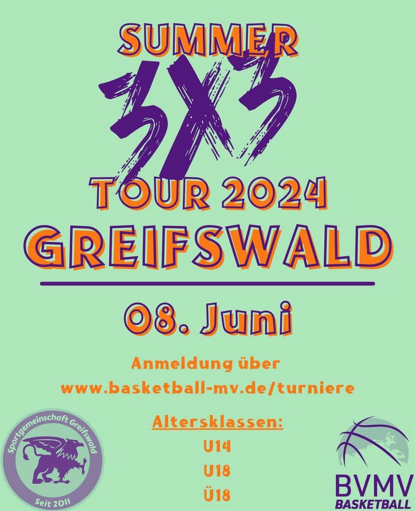 Plakat: 3x3 Summer Tour 2024 in Greifswald