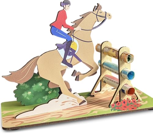 Reitsport - Pferdesport 3D-Holzkarte | Geldgeschenke, Geschenkkarte Fr Pferdeliebhaber Zum Geburtstag, Gutschein Fr Reitstunden, Pferdemotiv, Pferde Mdchen Geschenk, Reiterin